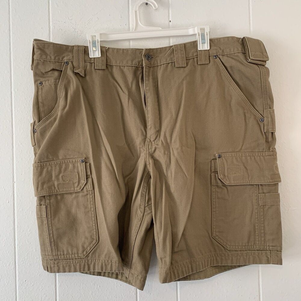 Duluth Trading Co Mens 44 X 10 Shorts Duck Canvas Khaki Tan Cargo Utility